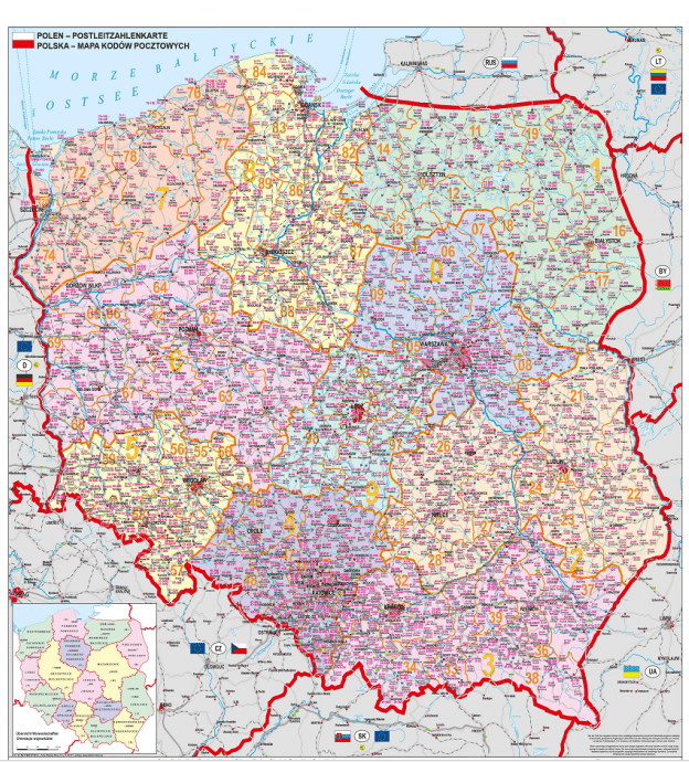 Карта настенная «Польша» по квадратам